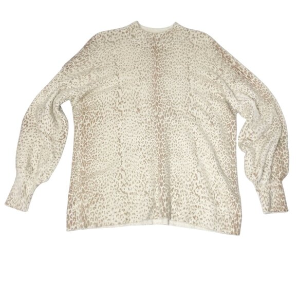 CHICO'S Beige Leopard Animal Mock Neck Sweater Plush Pullover Women’s Size 3 XL - Picture 1 of 7